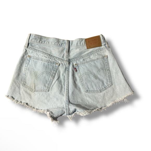 Levi's Sz 30" Waist 501 Distressed High Rise Cutoff Denim Shorts Button Fly 150P - Picture 2 of 5
